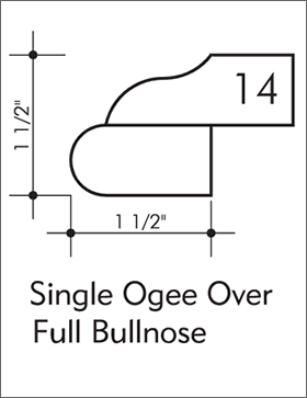 Single Ogee Over Full Bullnose countertop edge profile